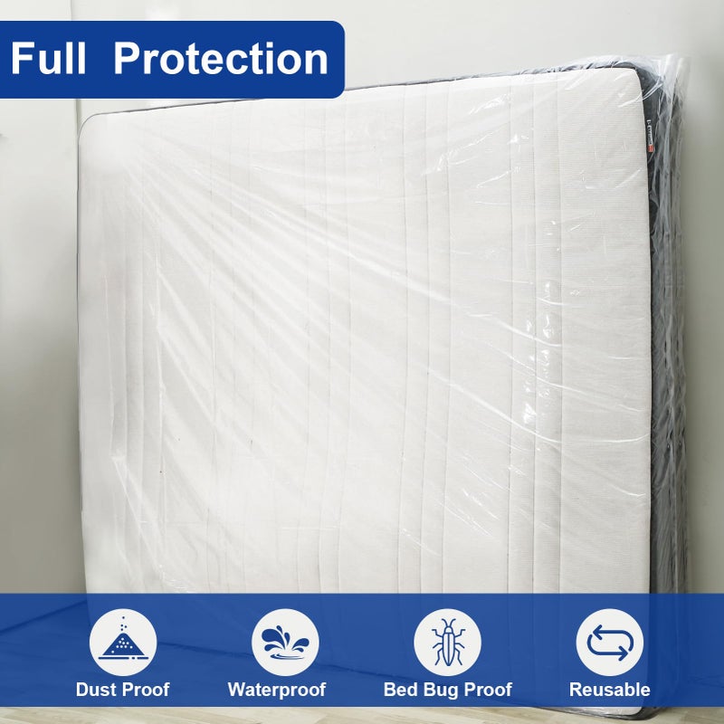 TopSoon Mattress Bag â€“ Clear Plastic Mattress Disposal Bag â€“ Moving & Storage Cover for Mattress or Box Spring â€“ Heavy-Duty Mattress Moving Supplies (4mil, King/Queen 78" x 14" x 100") - Image 4